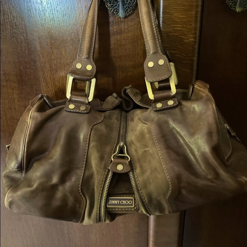 Jimmy Choo brown Marla expandable bag